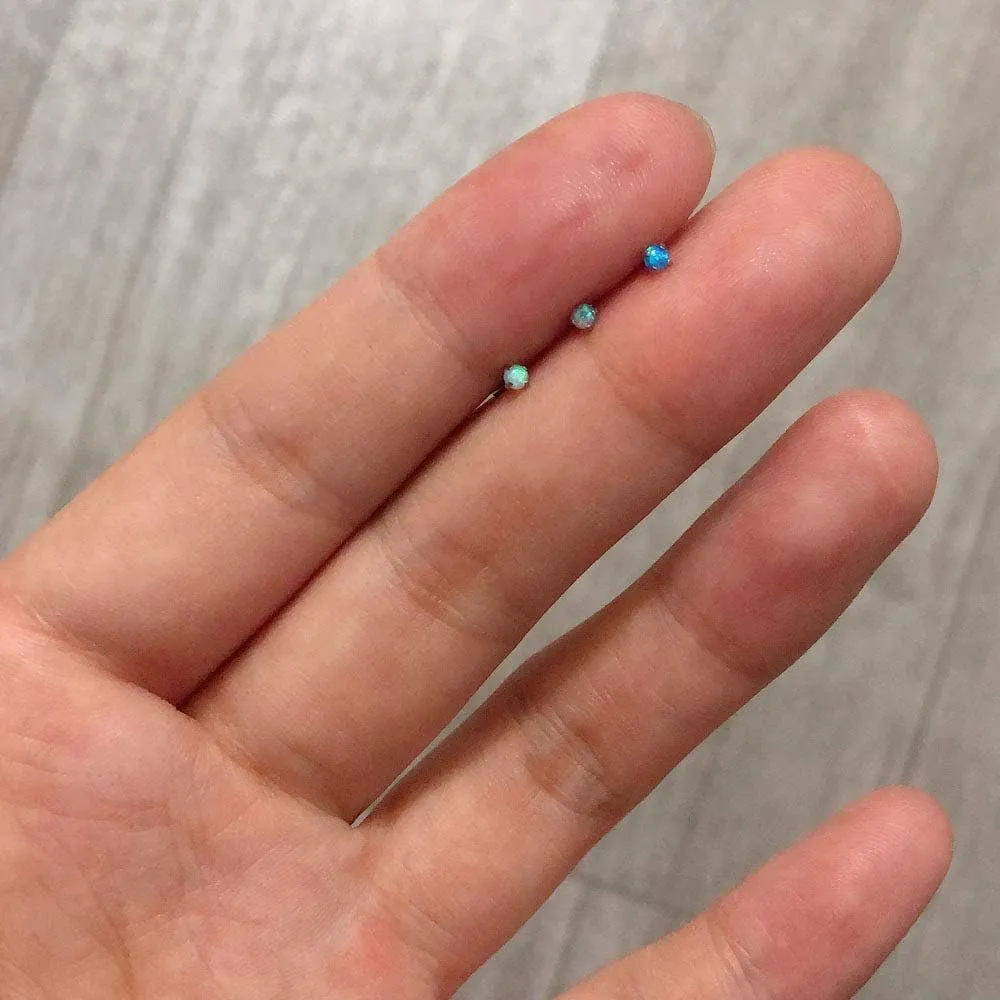 ZS 5 Pieces Opal Nose Studs 20 Gauge Nose Pin Blue Nose Piercing Stud Stainless Steel Nose Stud Retainer L-Shape