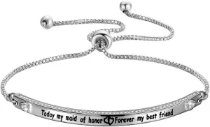 Zuo Bao Wedding Jewelry Maid of Honor Gift Today My Maid of Honor Forever My Best Friend Sister Bracelet Wedding Proposal Gift for Bridesmaid Flower Girl